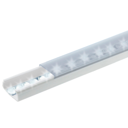 Difusor para tira LED con tapa transparente de PVC auto extinguible, ideal para colocar iluminación, 20 x 10mm, tramo