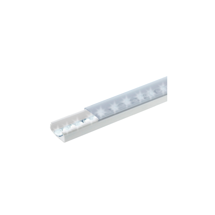 Difusor para tira LED con tapa transparente de PVC auto extinguible, ideal para colocar iluminación, 20 x 10mm, tramo