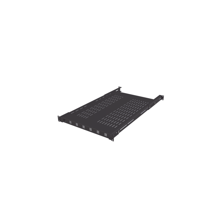 Charola Ventilada para Soportar Equipos en Rack, Profundidad Ajustable de 495 a 965 mm, 1U, Color Negro