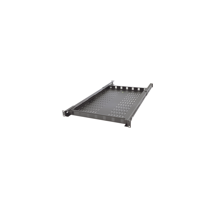 Charola Ventilada para Soportar Equipos en Rack, Profundidad Ajustable de 495 a 965 mm, 1U, Color Negro