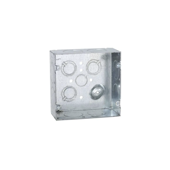Caja Cuadrada 4 11/16 x 4 11/16"/ Profundidad 2- 1/8"/ Cuenta con 1 Entrada de 1/2", 8 de 1" y  3 TKO  (1/2"-3/4").