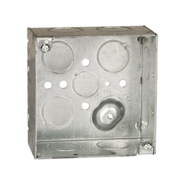 Caja Cuadrada Galvanizada  de 4 x 4" / Profundidad 2 1/8 / 11 Entradas de 3/4" y 1 de 1/2".