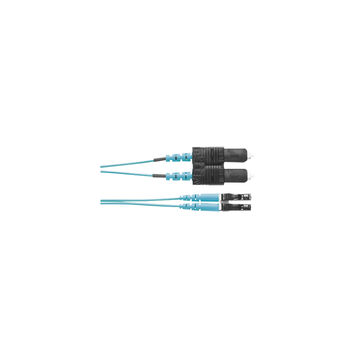 Jumper de Fibra Optica Multimodo 50/125 OM3, LC-SC Duplex, OFNR (Riser), Color Aqua, 2 Metros (6.56 Pies)