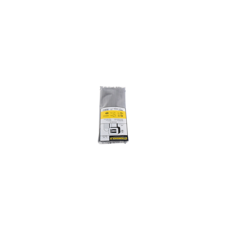 Cincho de Nylon 6.6 StrongHold™, 300mm largo x 3.6mm ancho, Color Negro, Exterior Resistente a Rayos UV, Paquete de