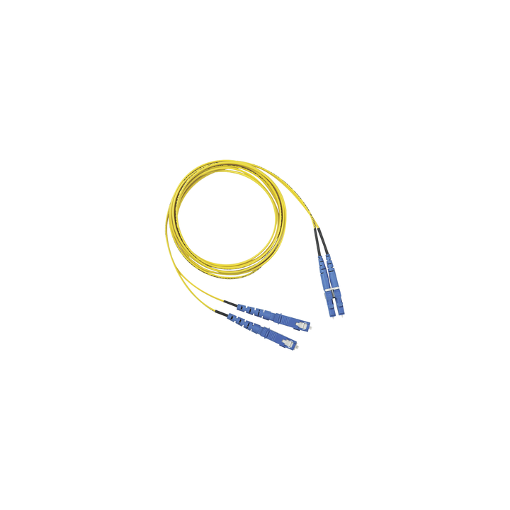 Jumper de Fibra Optica Monomodo 9/125 OS2, LC-SC Duplex, OFNR (Riser), Color Amarillo, 1 Metro (3.28 Pies)