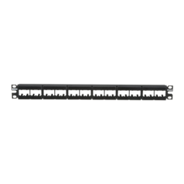 Panel de Parcheo Modular Mini-Com (Sin Conectores), Plano, Sin Blindaje, Con Etiqueta y Cubierta, de 24 Puertos, 1UR
