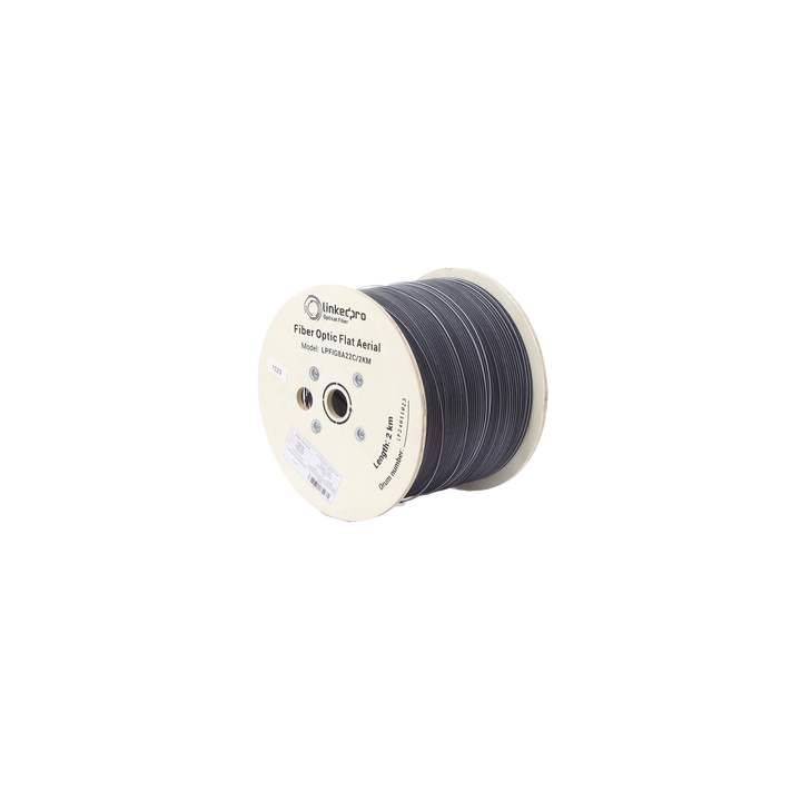 Carrete de 2 Kilómetros (6561.68 Pies) de Fibra Óptica Aérea Mini Figura 8 G.657A2 Tipo Drop Plana, Monomodo de 2