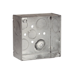Caja Cuadrada Galvanizada de 4" x 4"/ Profundidad de 2 1/8" /8 Entradas 1", 3 Entradas 1/2" y  2 Entradas 3/4"/ Soldada.