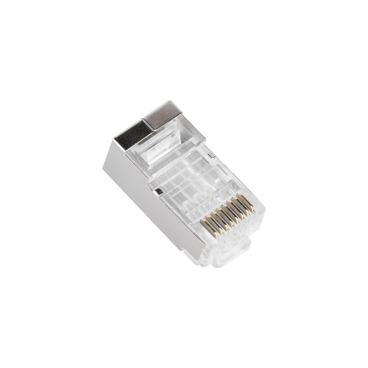 Bote con 100 Piezas de Plug Modular RJ45 Cat6 Blindado, Chapado de Oro a 30 Micras para Durabilidad Extrema SIN PIN de