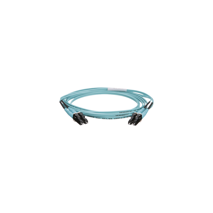 Jumper de Fibra Optica Multimodo 50/125 OM4, LC-LC Duplex, OFNR (Riser), Color Aqua, 2 Metros (6.56 Pies)
