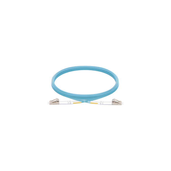 Jumper de Fibra Óptica Multimodo OM3 50/125 LC-LC OFNR (Riser), 2.0 mm, Dúplex, Aqua, 5 Metros (16.40 Pies)