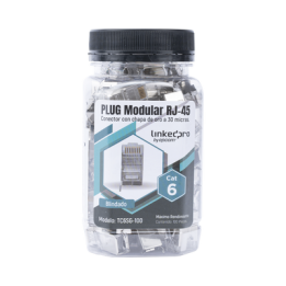 Bote con 100 Piezas de Plug Modular RJ45 Cat6 Blindado con Pin de Tierra, Chapado de Oro a 30 Micras para Durabilidad