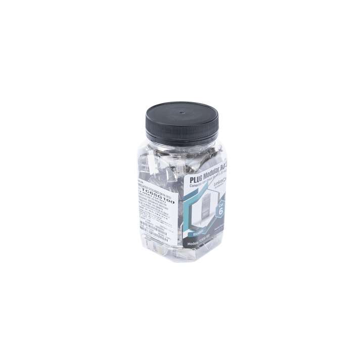 Bote con 100 Piezas de Plug Modular RJ45 Cat6 Blindado con Pin de Tierra, Chapado de Oro a 30 Micras para Durabilidad