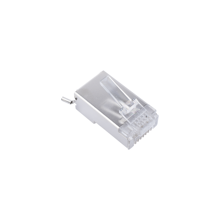 Bote con 100 Piezas de Plug Modular RJ45 Cat6 Blindado con Pin de Tierra, Chapado de Oro a 30 Micras para Durabilidad