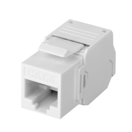 Módulo Jack Keystone Cat6 (Toolless), con Terminación en Ángulo 180 - Color Blanco, Compatible con Faceplate y