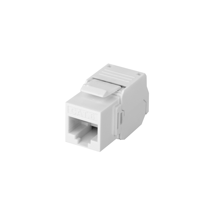 Módulo Jack Keystone Cat6 (Toolless), con Terminación en Ángulo 180 - Color Blanco, Compatible con Faceplate y