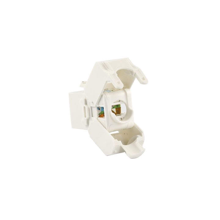 Módulo Jack Keystone Cat6 (Toolless), con Terminación en Ángulo 180 - Color Blanco, Compatible con Faceplate y