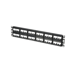 Panel de Parcheo Modular Mini-Com (Sin Conectores), Plano, Sin Blindaje, Con Etiqueta y Cubierta, de 48 Puertos, 2UR