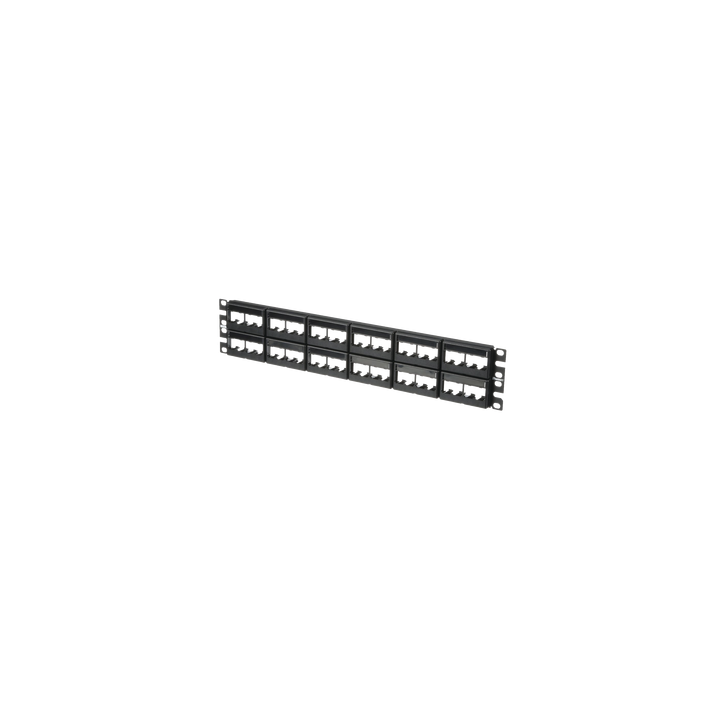 Panel de Parcheo Modular Mini-Com (Sin Conectores), Plano, Sin Blindaje, Con Etiqueta y Cubierta, de 48 Puertos, 2UR