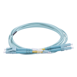 Jumper de Fibra Óptica Multimodo OM4 50/125 LC-LC OFNR (Riser), 2.0 mm, Dúplex, Aqua, 2 Metros (6.56 Pies)