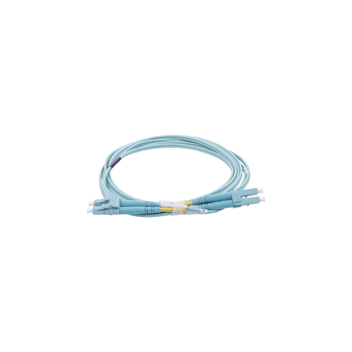 Jumper de Fibra Óptica Multimodo OM4 50/125 LC-LC OFNR (Riser), 2.0 mm, Dúplex, Aqua, 2 Metros (6.56 Pies)