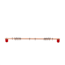Barra Distribución Tierra Rack 19 in / Cobre 100% / 550A / Aisladores Rojos / 0.64 cm (0.25 in) / J-STD-607-A