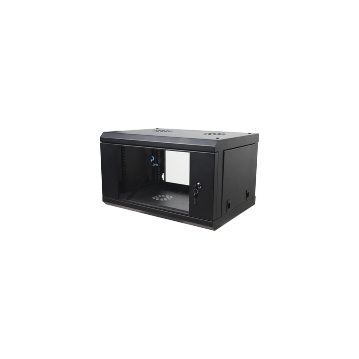 Gabinete de Pared de 6U con Puerta de Cristal Templado, 455 mm de Profundidad Total, Rack de 19in, Acero Reforzado