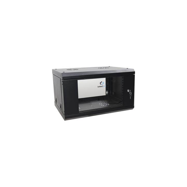 Gabinete de Pared de 6U con Puerta de Cristal Templado, 455 mm de Profundidad Total, Rack de 19in, Acero Reforzado