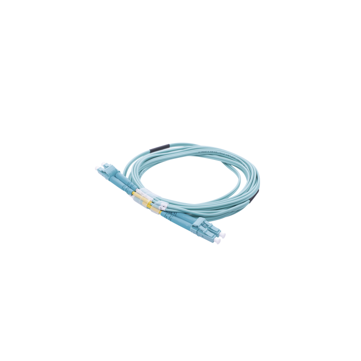 Jumper de Fibra Óptica Multimodo OM4 50/125 LC-LC OFNR (Riser), 2.0 mm, Dúplex, Aqua, 3 Metros (9.84 Pies)