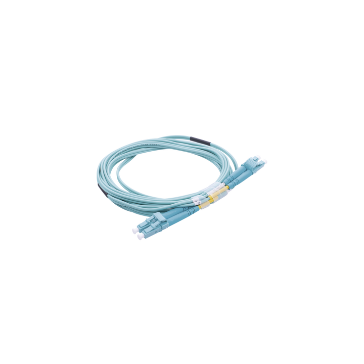 Jumper de Fibra Óptica Multimodo OM4 50/125 LC-LC OFNR (Riser), 2.0 mm, Dúplex, Aqua, 3 Metros (9.84 Pies)