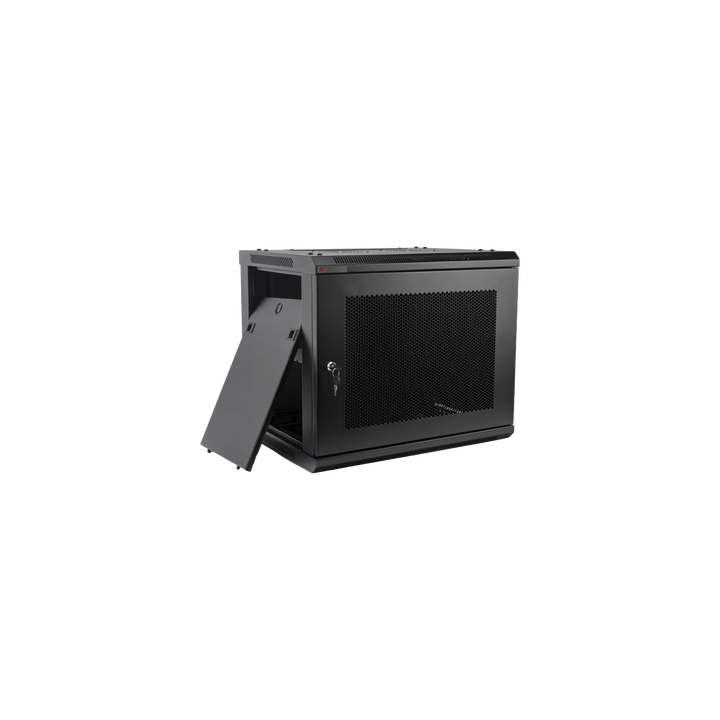 Gabinete PRECISION, Con Puerta Perforada, de 19in, 9UR, 450mm de Profundidad, Color Negro