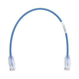 Cable de Parcheo TX6, UTP Cat6, Diámetro Reducido (28AWG), Color Azul, 0.3 Metros (1 Pie)