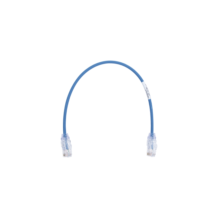 Cable de Parcheo TX6, UTP Cat6, Diámetro Reducido (28AWG), Color Azul, 0.3 Metros (1 Pie)