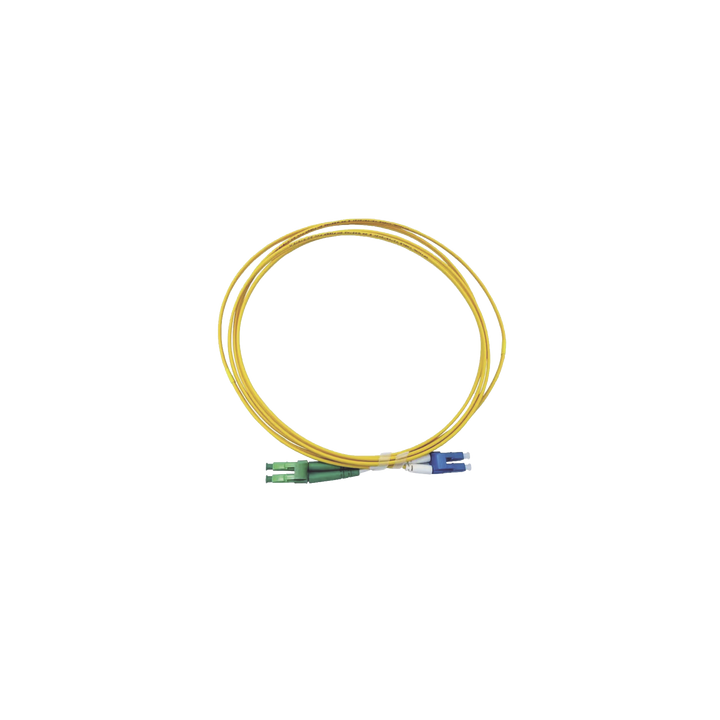 Jumper de Fibra Óptica Monomodo 9/125 LC/UPC-LC/APC, OFNR (Riser), 2.0 mm, Dúplex, Amarillo, 3 Metros (9.84 Pies)