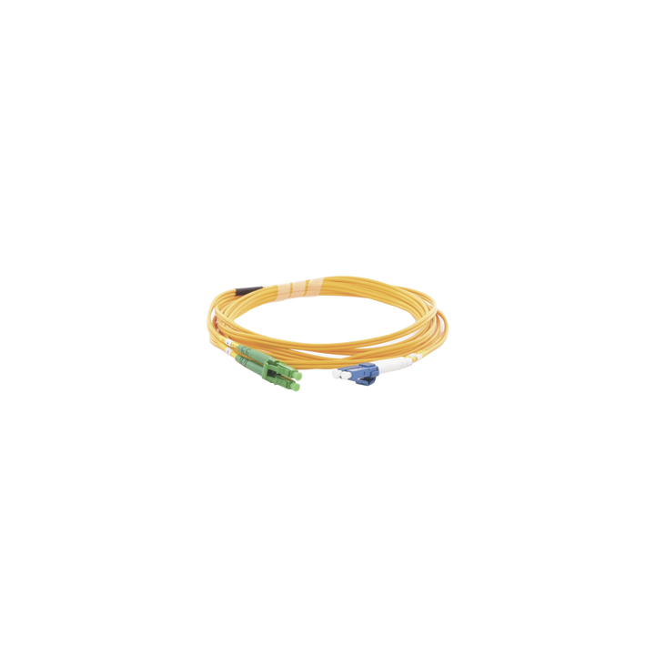 Jumper de Fibra Óptica Monomodo 9/125 LC/UPC-LC/APC, OFNR (Riser), 2.0 mm, Dúplex, Amarillo, 3 Metros (9.84 Pies)