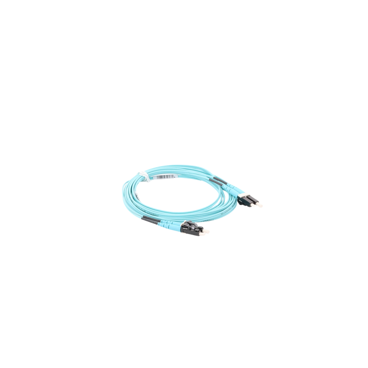 Jumper de Fibra Optica Multimodo 50/125 OM4, LC-LC Duplex, OFNR (Riser), Color Aqua, 3 Metros (9.84 Pies)