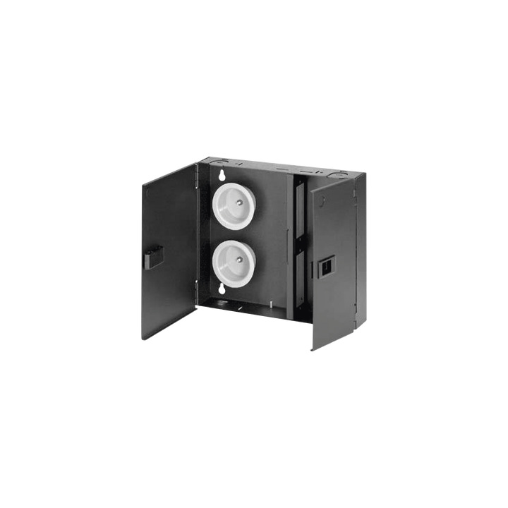 Caja de Conexión de Fibra Óptica, Para Montaje en Pared, Acepta 2 Placas FAP o FMP, Hasta 48 Fibras, Color Negro