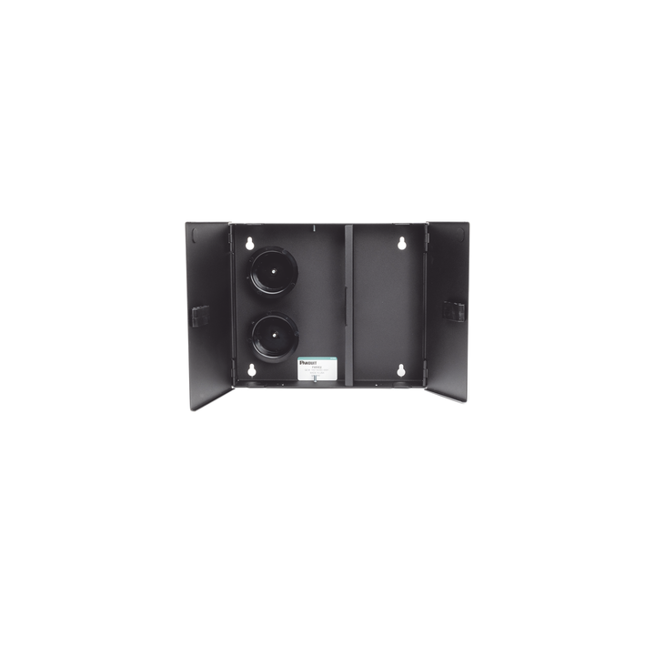 Caja de Conexión de Fibra Óptica, Para Montaje en Pared, Acepta 2 Placas FAP o FMP, Hasta 48 Fibras, Color Negro