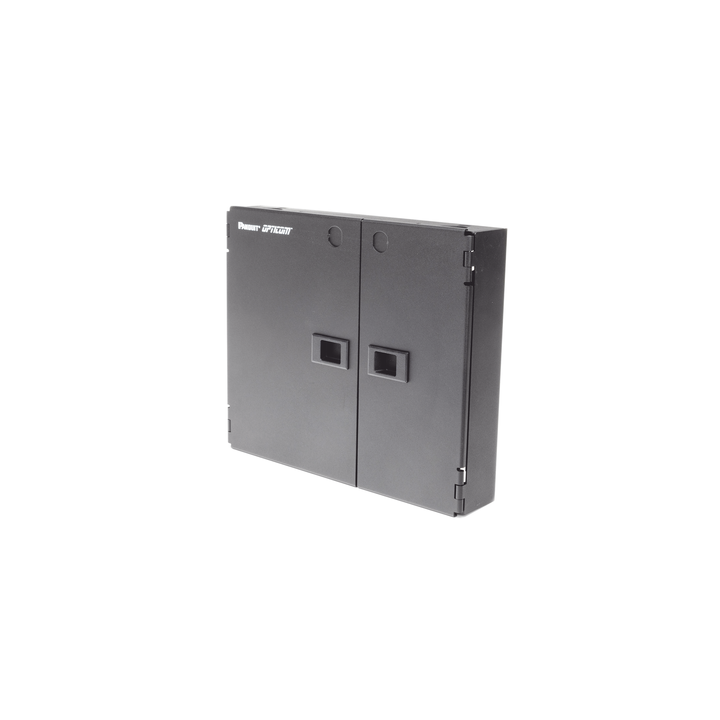 Caja de Conexión de Fibra Óptica, Para Montaje en Pared, Acepta 2 Placas FAP o FMP, Hasta 48 Fibras, Color Negro