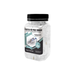 Bote con 100 Plugs Pass Through RJ45 Cat5e Blindado, Chapado de Oro a 30 Micras para Durabilidad Extrema