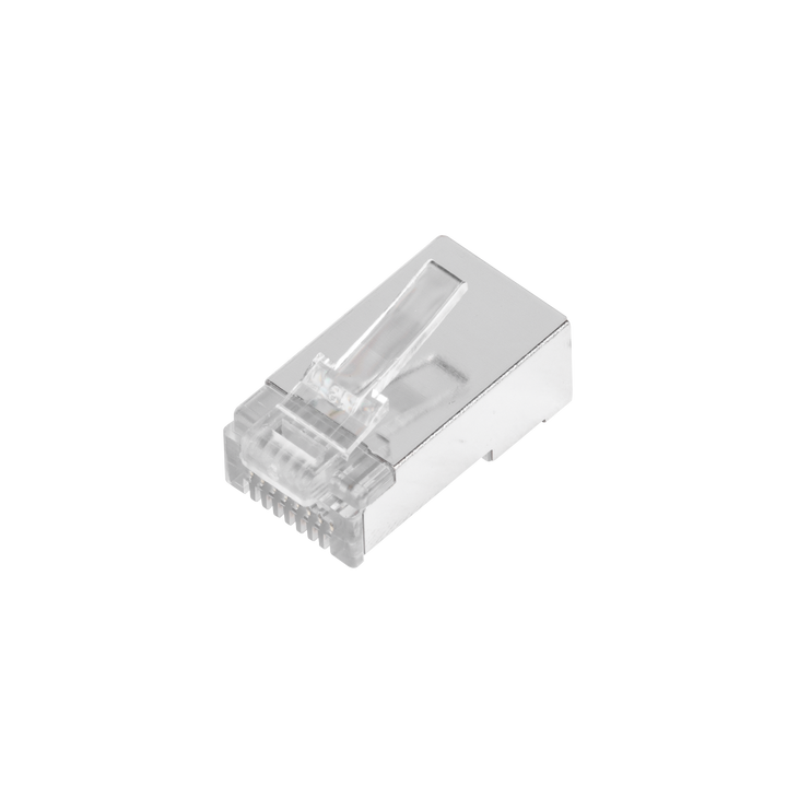 Bote con 100 Plugs Pass Through RJ45 Cat5e Blindado, Chapado de Oro a 30 Micras para Durabilidad Extrema