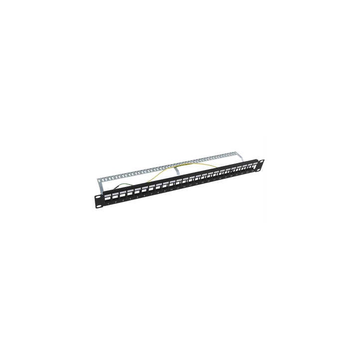 Patch Panel Modular Blindado (STP) de 24 Puertos, con Barra para Organizar Cable