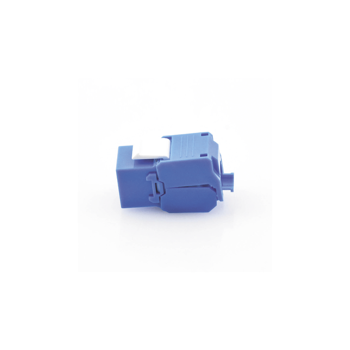 Módulo Jack Keystone Cat5e (Toolless), con Terminación en Ángulo 180 - Color Azul, Compatible con Faceplate y