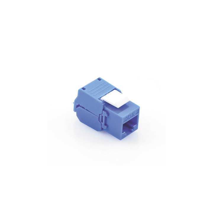 Módulo Jack Keystone Cat5e (Toolless), con Terminación en Ángulo 180 - Color Azul, Compatible con Faceplate y