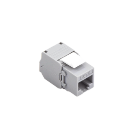 Módulo Jack Keystone Cat6 (Toolless), con Terminación en Ángulo 180 Grados Color Gris, Compatible con Faceplate y