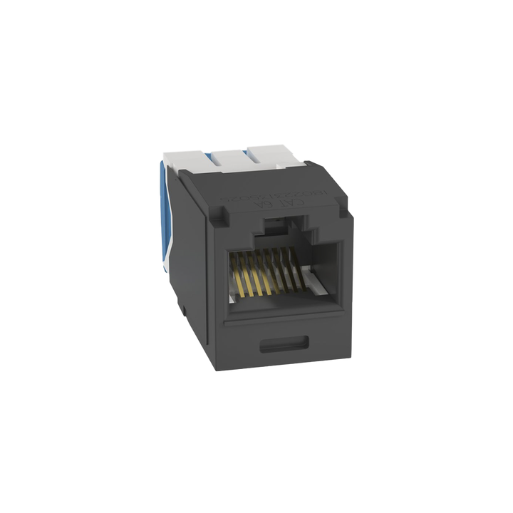 Conector Jack RJ45 Estilo TG, Mini-Com, Categoría 6A, de 8 Posiciones y 8 Cables, Color Negro