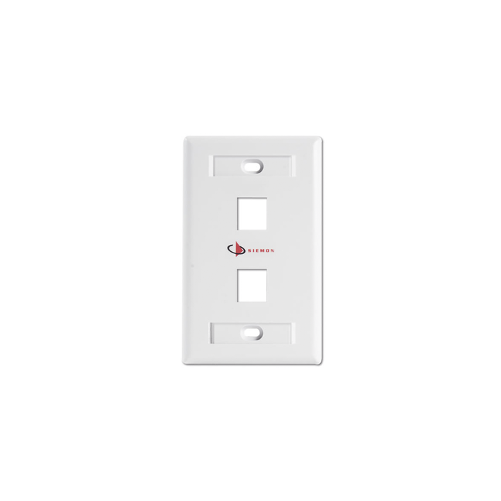 Placa de Pared Keystone de 2 Salidas, Color Blanco, para Jacks Keystone Z-MAX y MAX