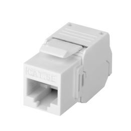 Módulo Jack Keystone Cat5e (Toolless), con Terminación en Ángulo 180 - Color Blanco, Compatible con Faceplate y