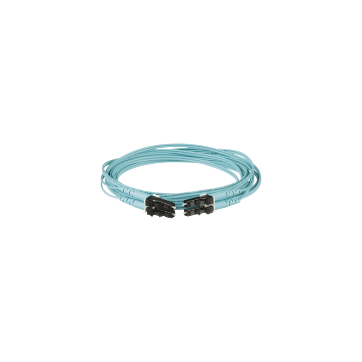 Jumper de Fibra Optica Multimodo 50/125 OM3, LC-LC Duplex, OFNR (Riser), Color Aqua, 3 Metros (9.84 Pies)