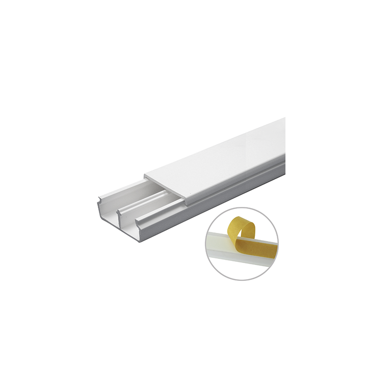 Canaleta en color blanco de PVC auto extinguible, con divisón 35 x 17, tramo de 6 pies, con cinta adhesiva (5301-21252)
